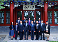 Vice-Chancellor Prof. Rocky Tuan (front row, fourth from left) leads a visit to Tsinghua University